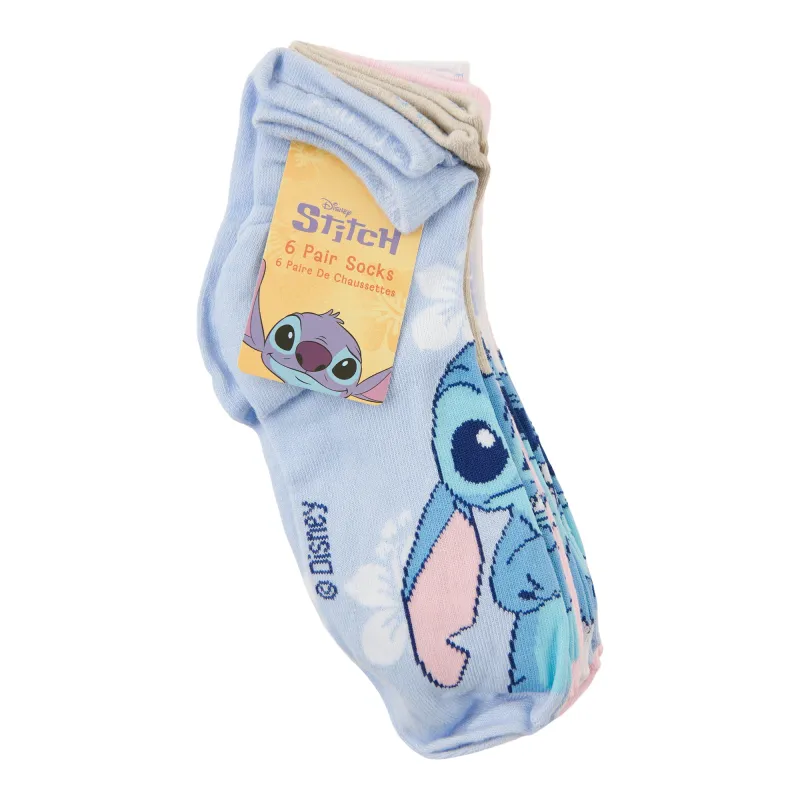 Women's Lilo & Stitch Quarter Crew Socks, 6-Pack sold by Giant Tiger