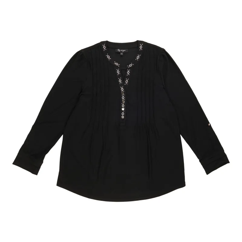 lily morgan Women's V-Neck Pleated Top sold by Giant Tiger