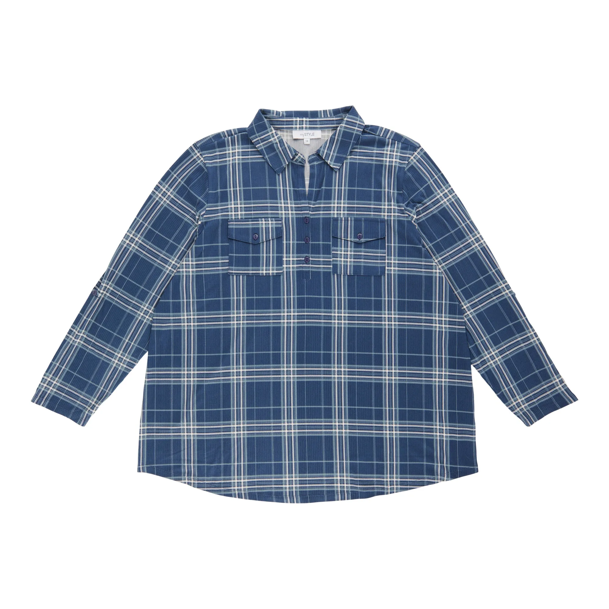mySTYLE Women's Plus Plaid Top sold by Giant Tiger