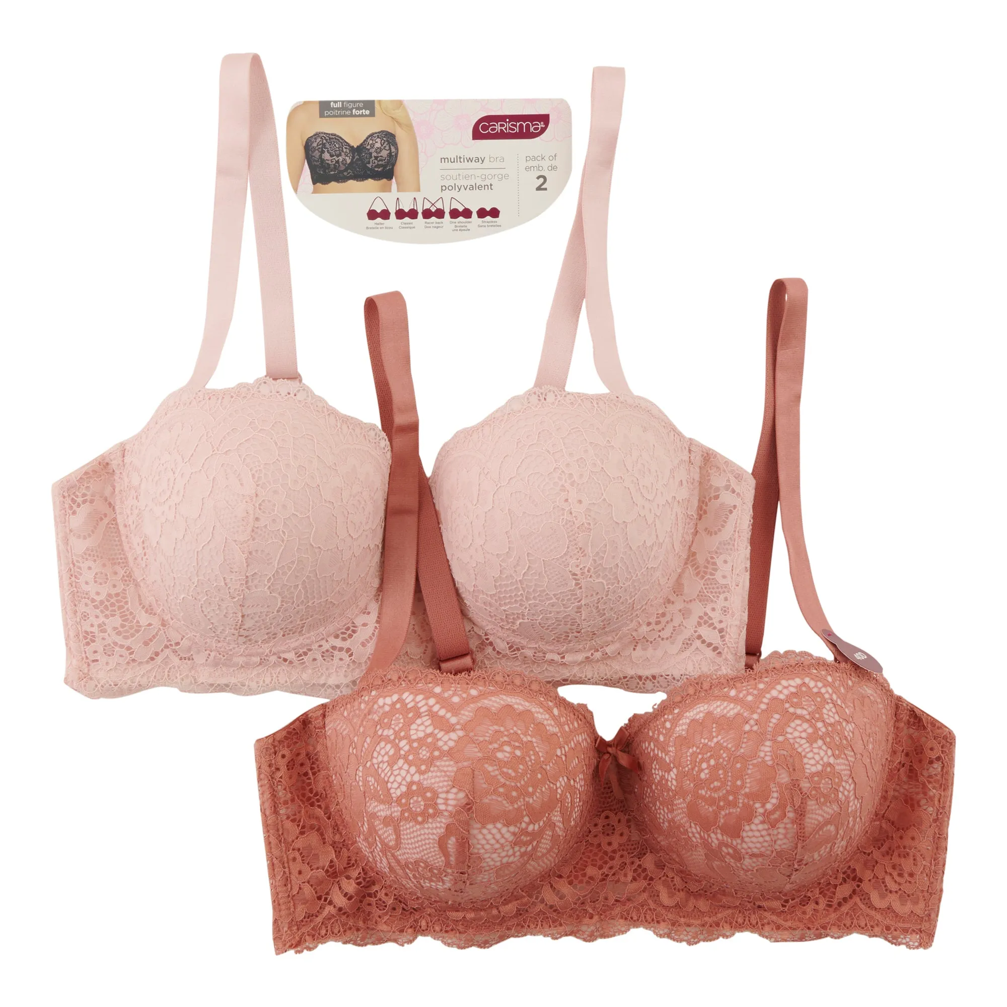 Carisma Women's Plus Convertible Lace Bras, 2-Pack sold by Giant Tiger