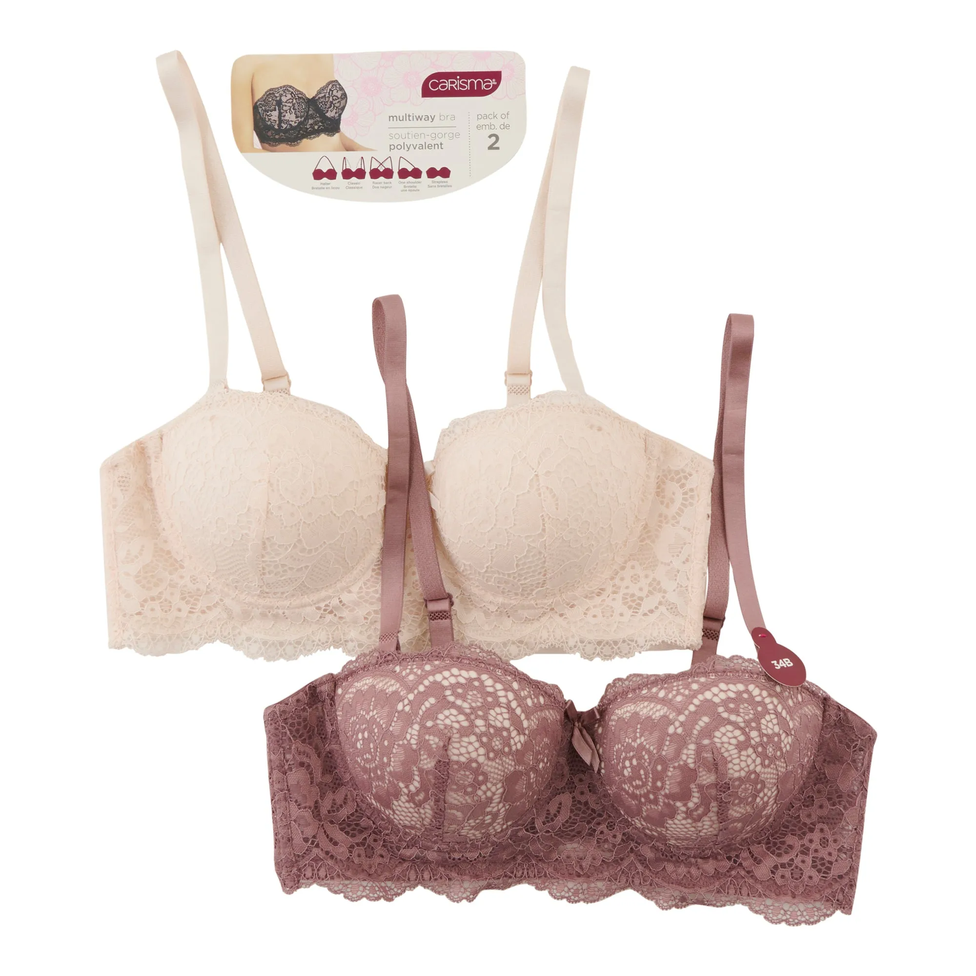 Carisma Women's Convertible Lace Bras, 2-Pack sold by Giant Tiger