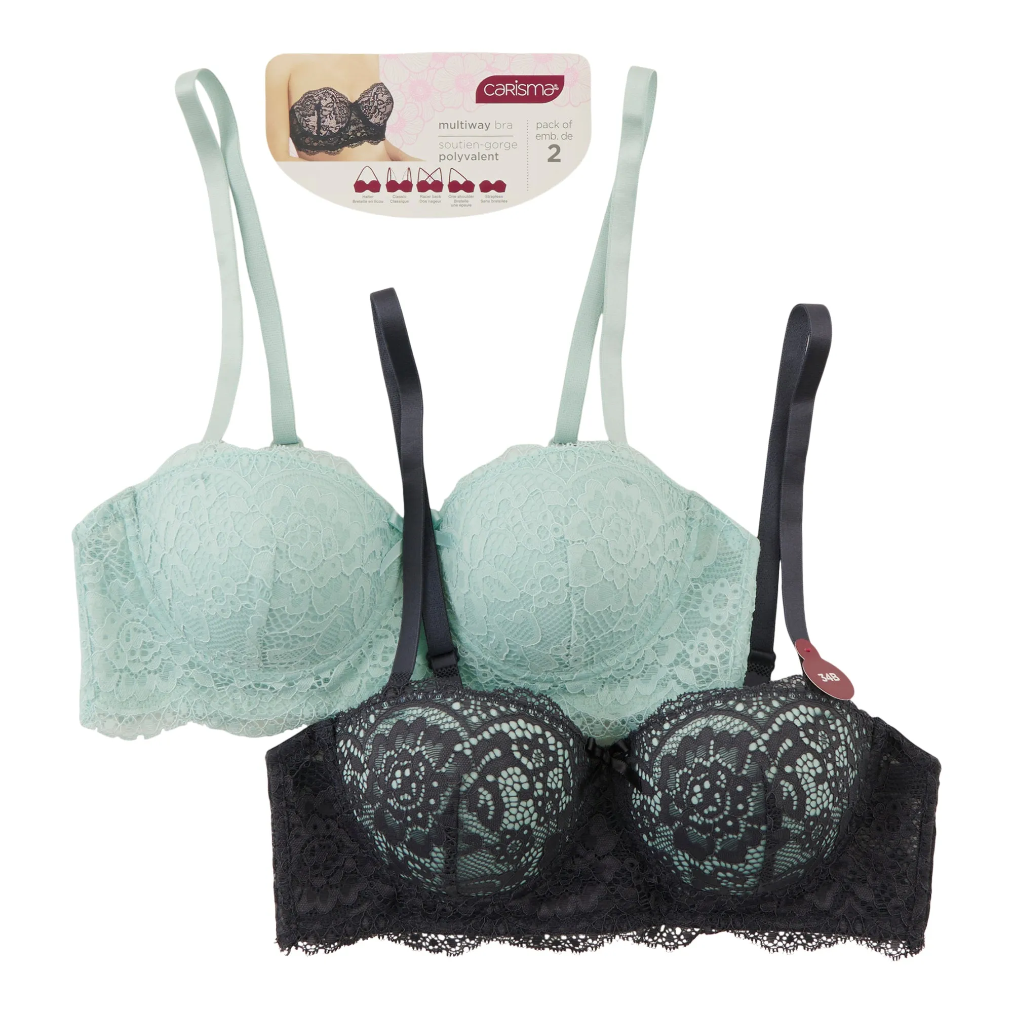 Carisma Women's Convertible Lace Bras, 2-Pack sold by Giant Tiger product image thumbnail 3