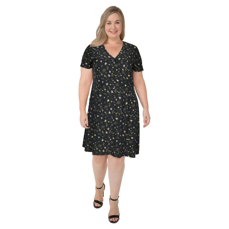 lily morgan Women's Plus Printed Wrap Dress sold by Giant Tiger