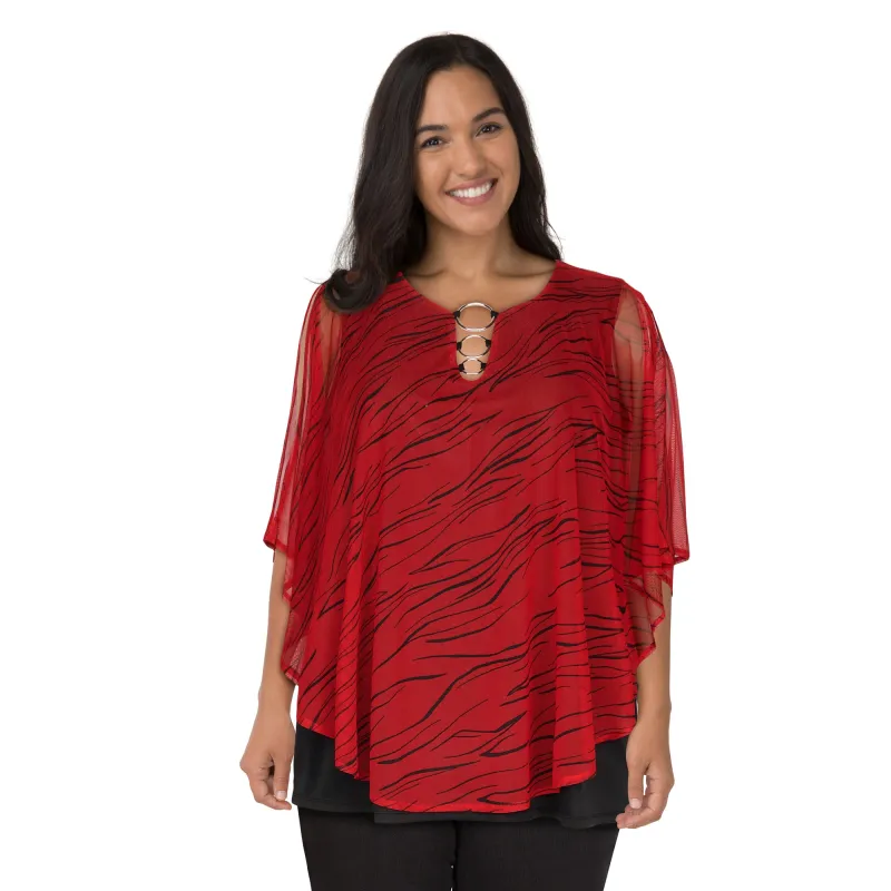 lily morgan Women's Plus Mesh Ring Detail Top made by Giant Tiger