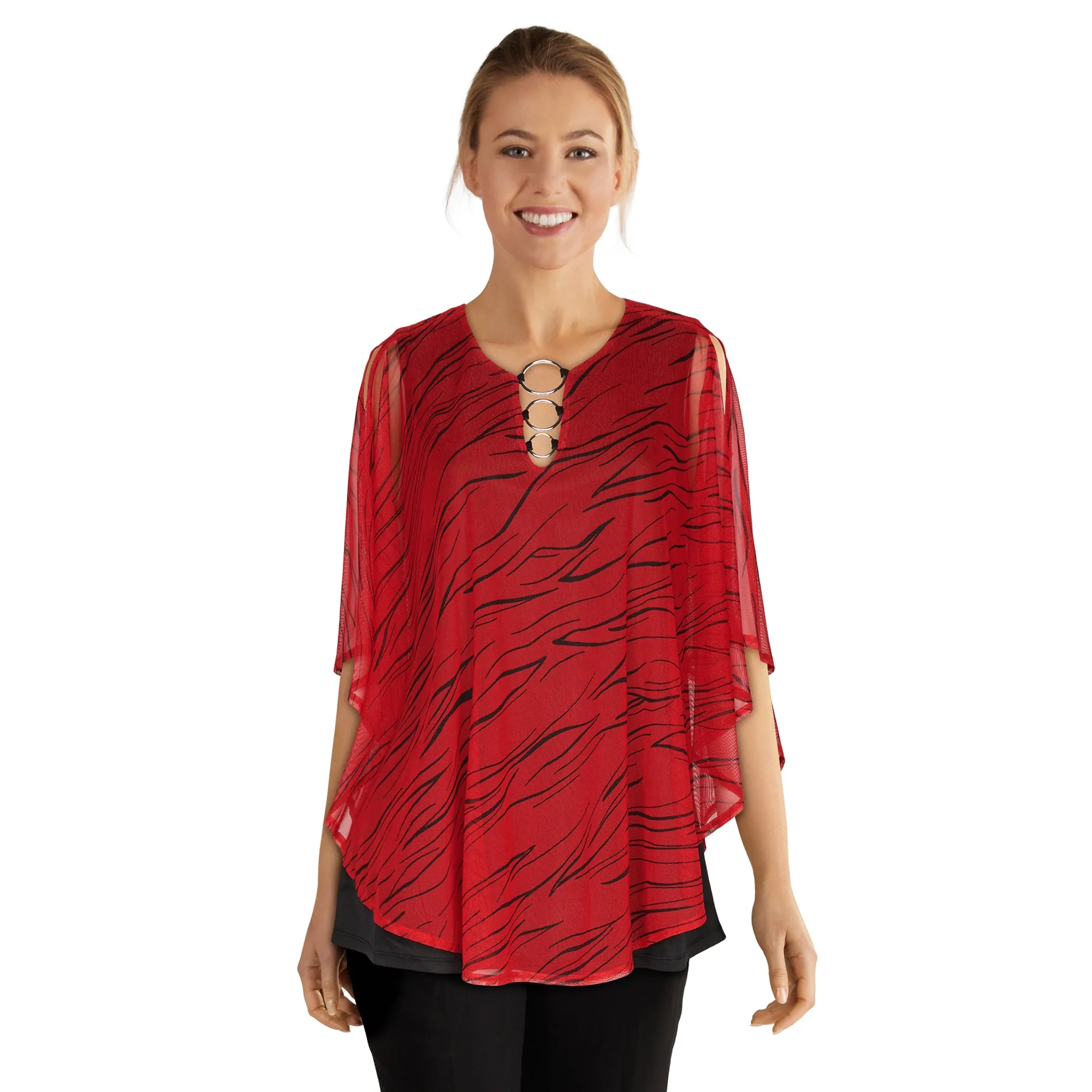 lily morgan Women's Mesh Ring Detail Top sold by Giant Tiger