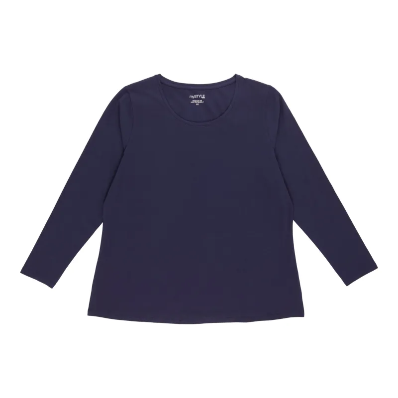 mySTYLE Women's Plus Long Sleeve Scooped Tee sold by Giant Tiger