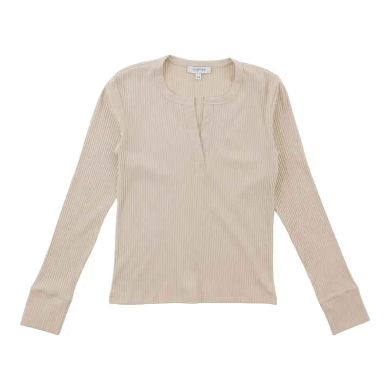 mySTYLE Women's Ribbed Henley Tee sold by Giant Tiger