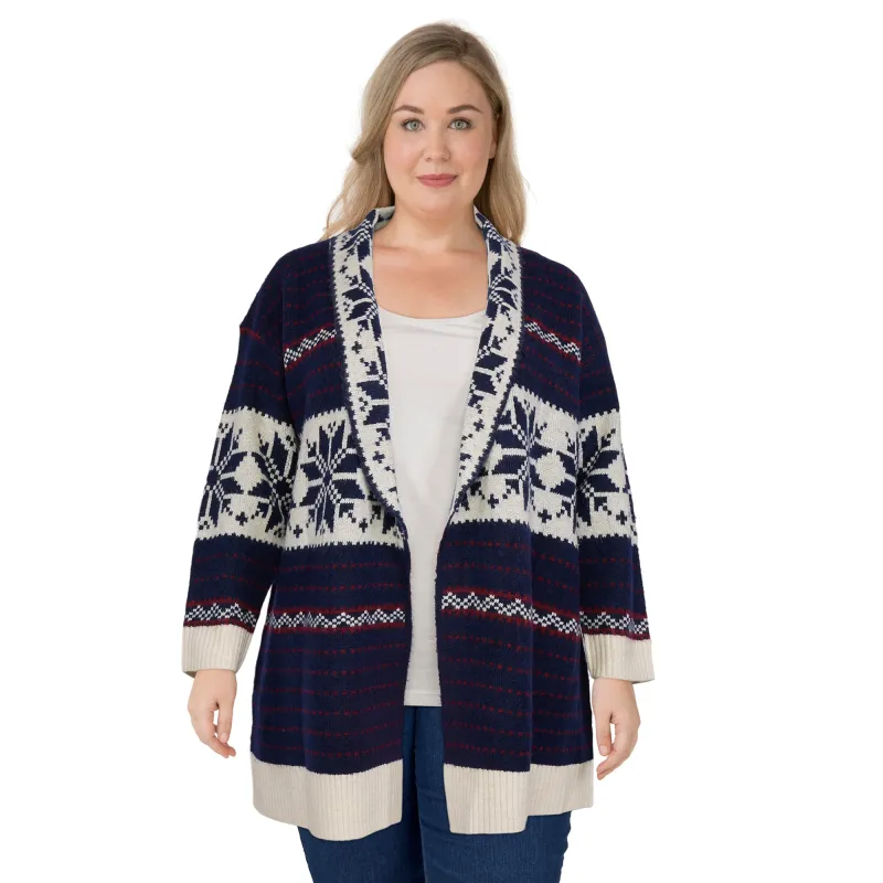 mySTYLE Women's Plus Open Front Fair Isle Cardigan sold by Giant Tiger