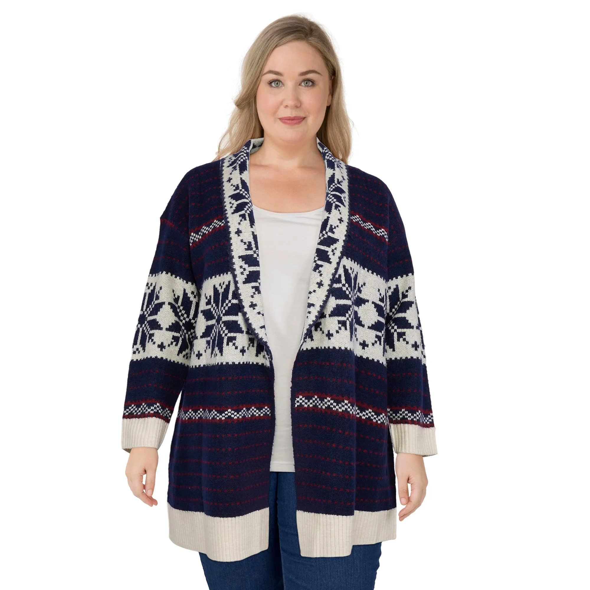mySTYLE Women's Plus Open Front Fair Isle Cardigan sold by Giant Tiger