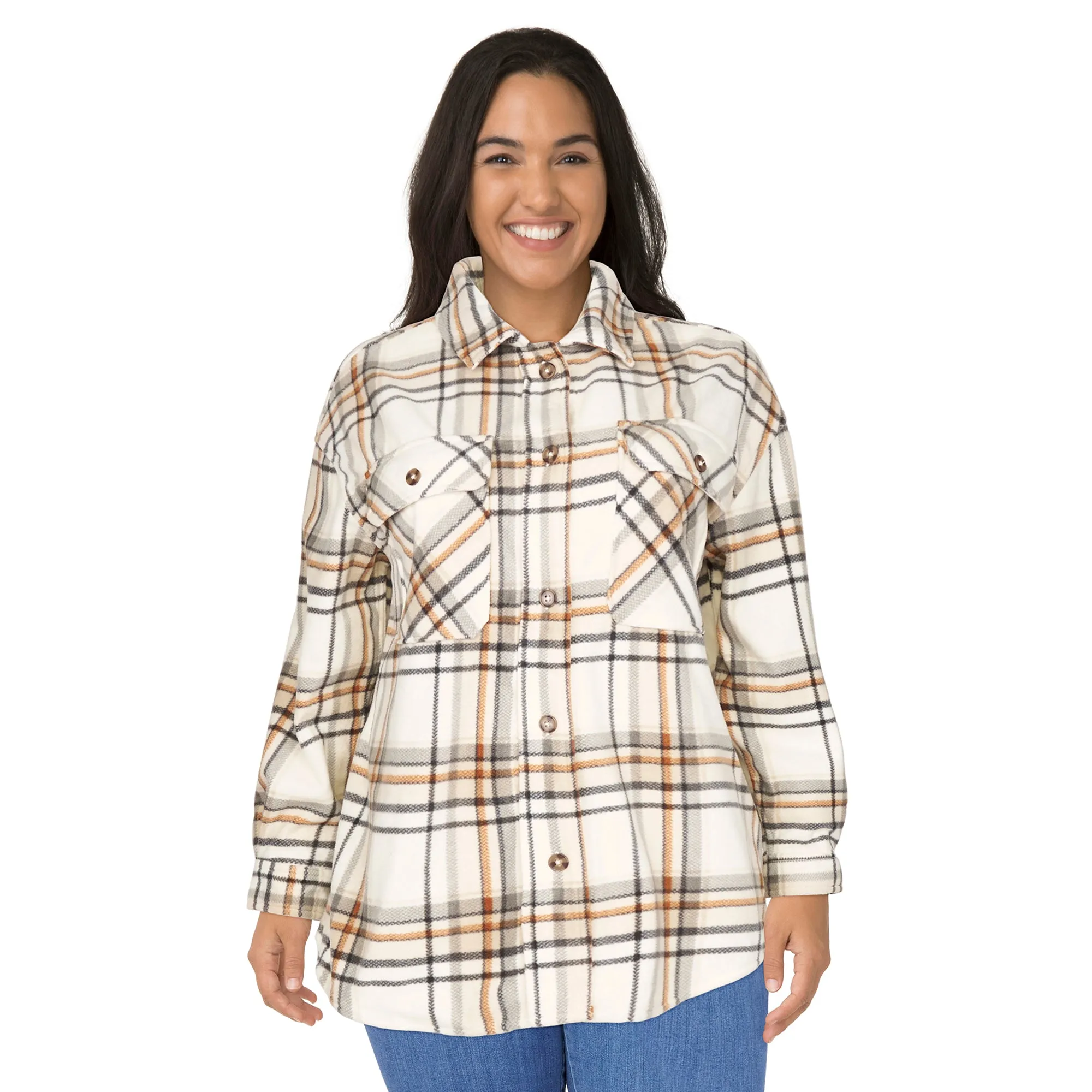 mySTYLE Women's Plus Polar Fleece Shacket sold by Giant Tiger