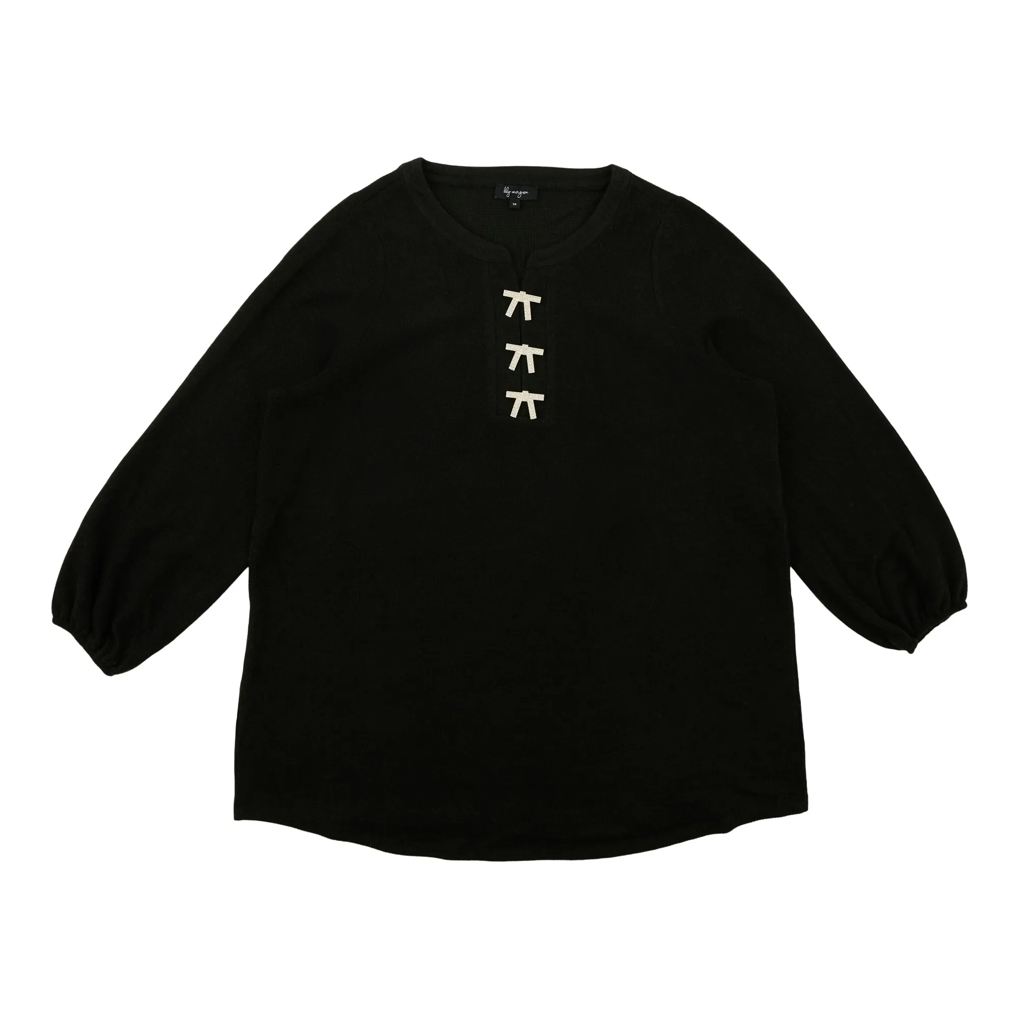 lily morgan Women's Plus Long Sleeve Bow Detail Top sold by Giant Tiger