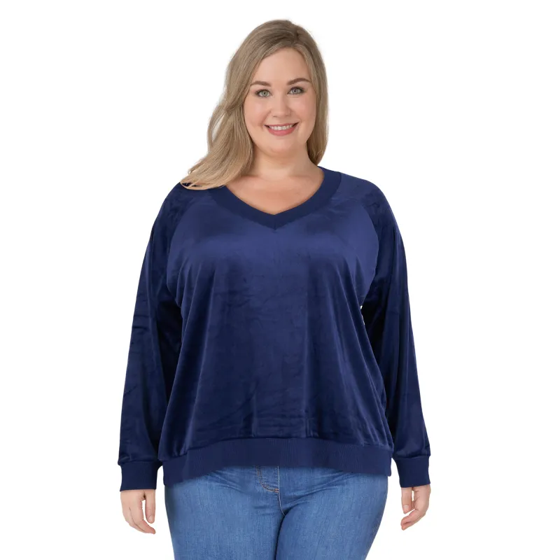 mySTYLE Women's Plus V-Neck Velour Top sold by Giant Tiger