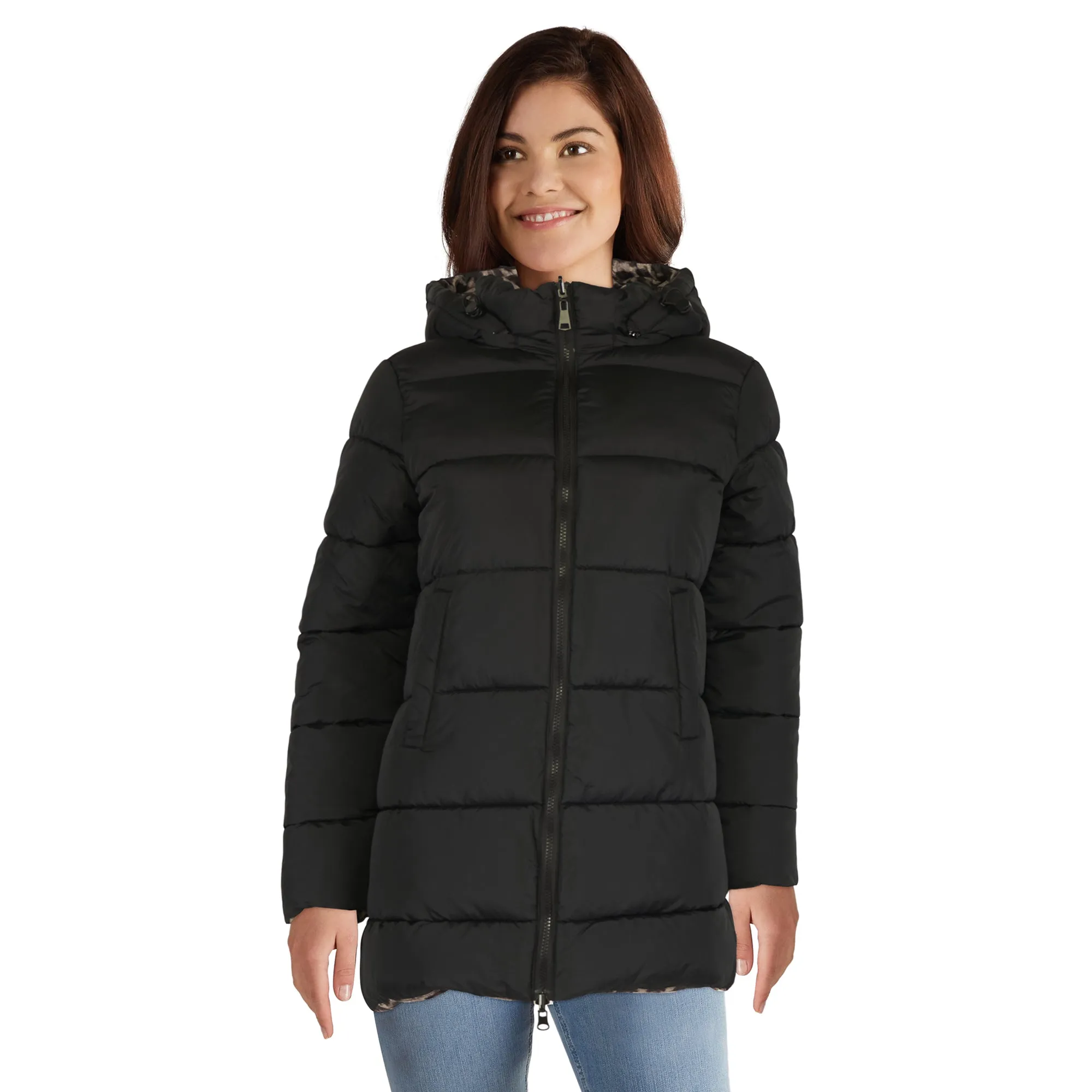 lily morgan Women's Reversible Long Puffer Jacket sold by Giant Tiger product image thumbnail 2