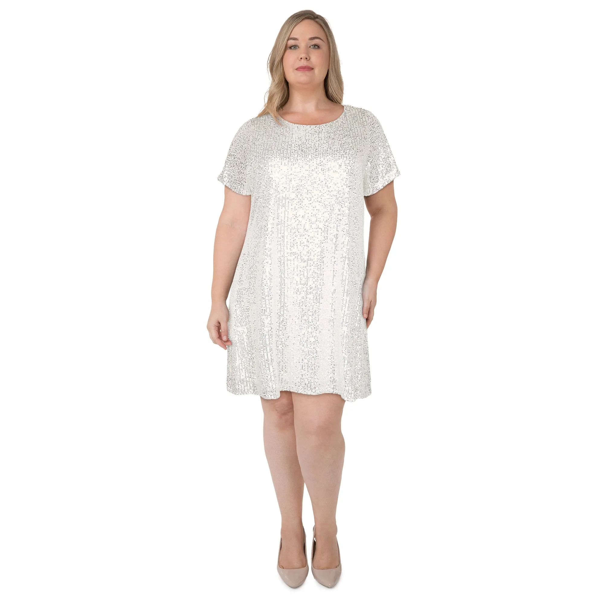 lily morgan Women's Plus Short Sleeve Sequin Dress sold by Giant Tiger product image thumbnail 3