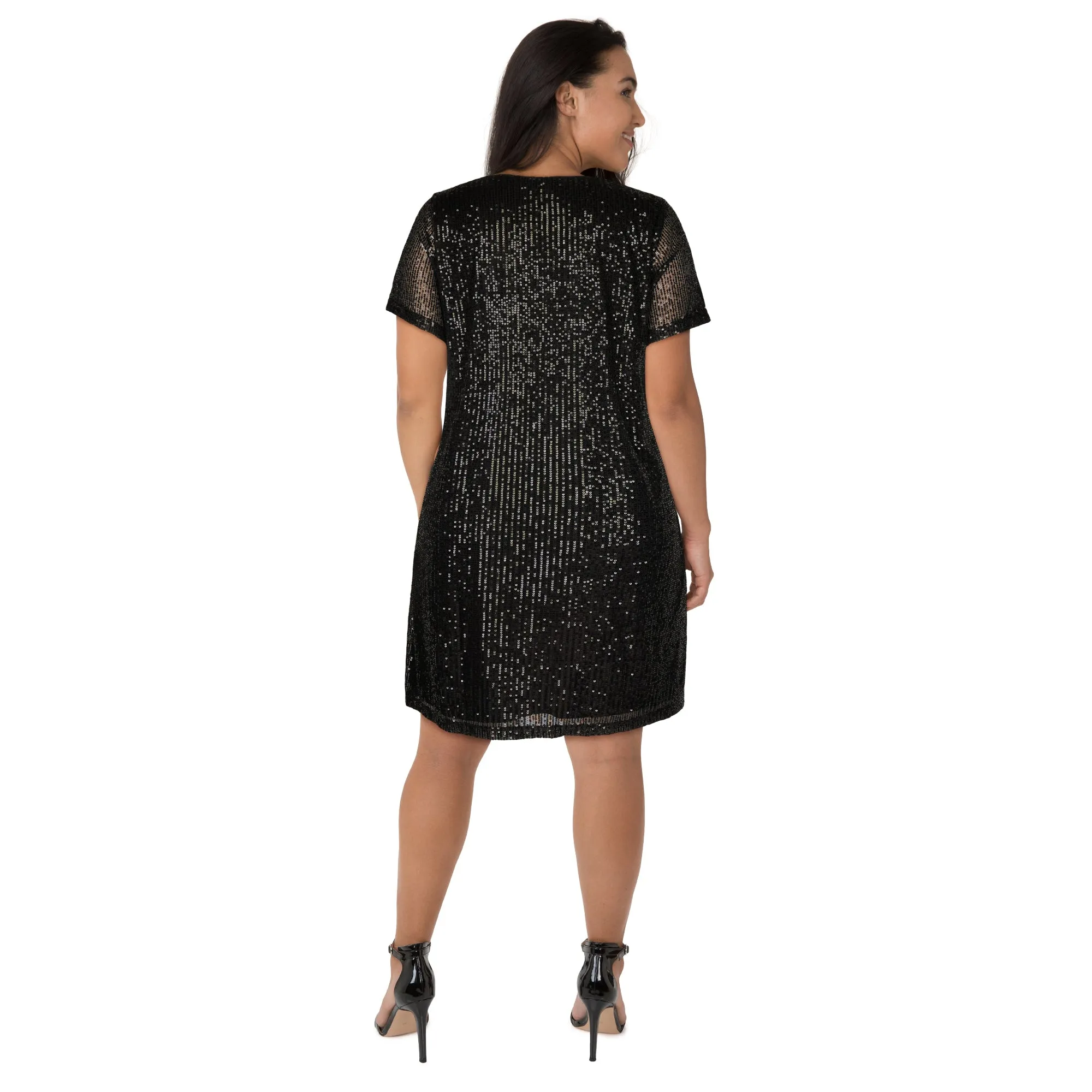 lily morgan Women's Plus Short Sleeve Sequin Dress sold by Giant Tiger product image thumbnail 2