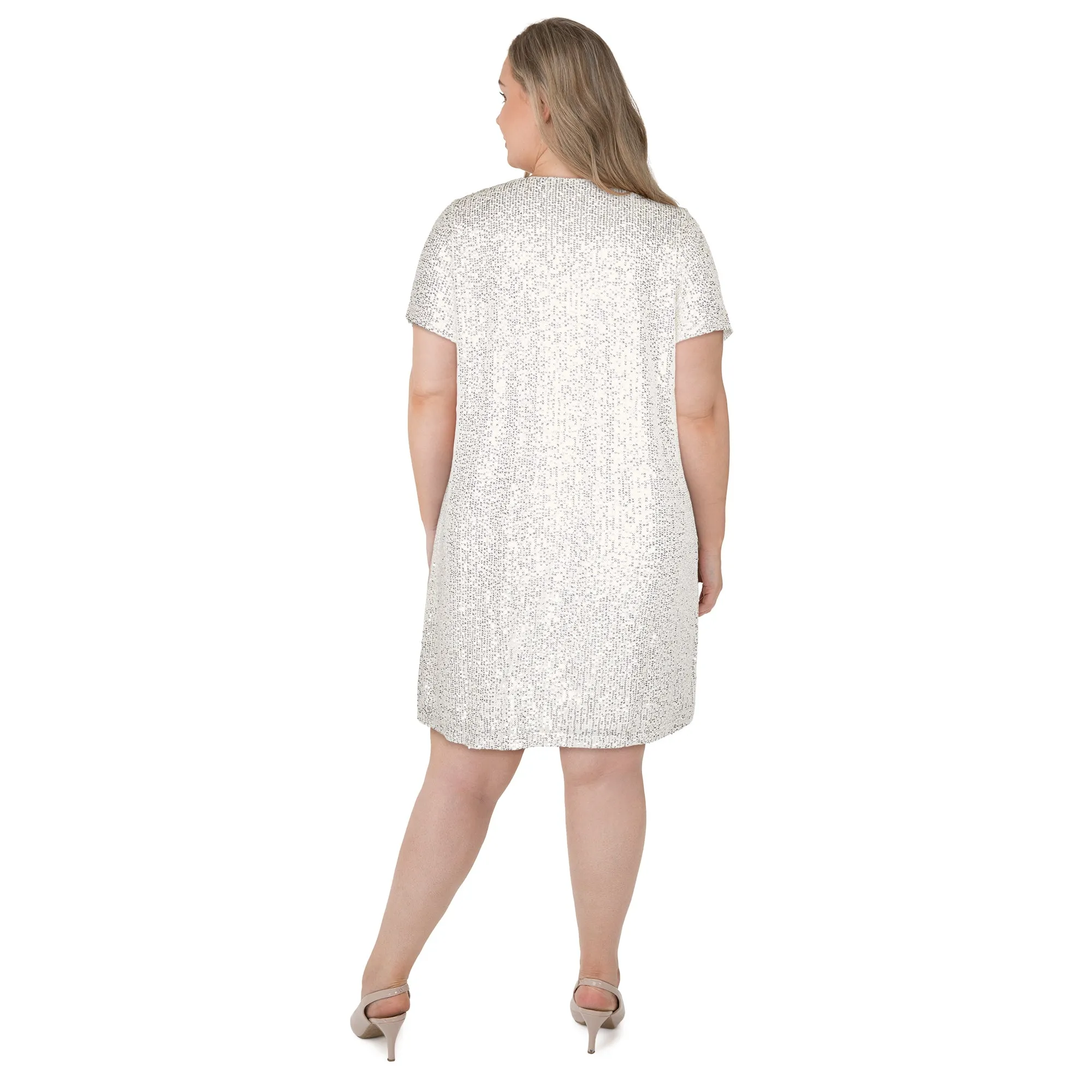 lily morgan Women's Plus Short Sleeve Sequin Dress sold by Giant Tiger product image thumbnail 4