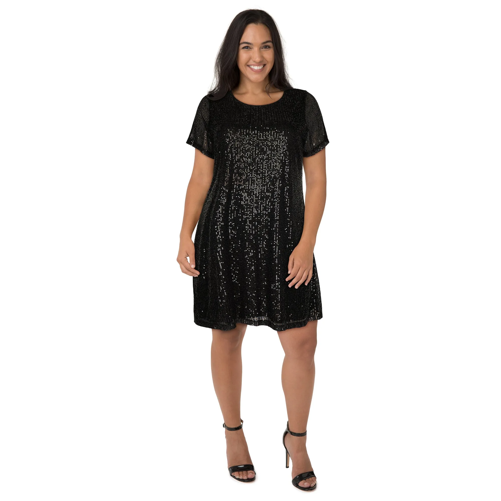 lily morgan Women's Plus Short Sleeve Sequin Dress sold by Giant Tiger