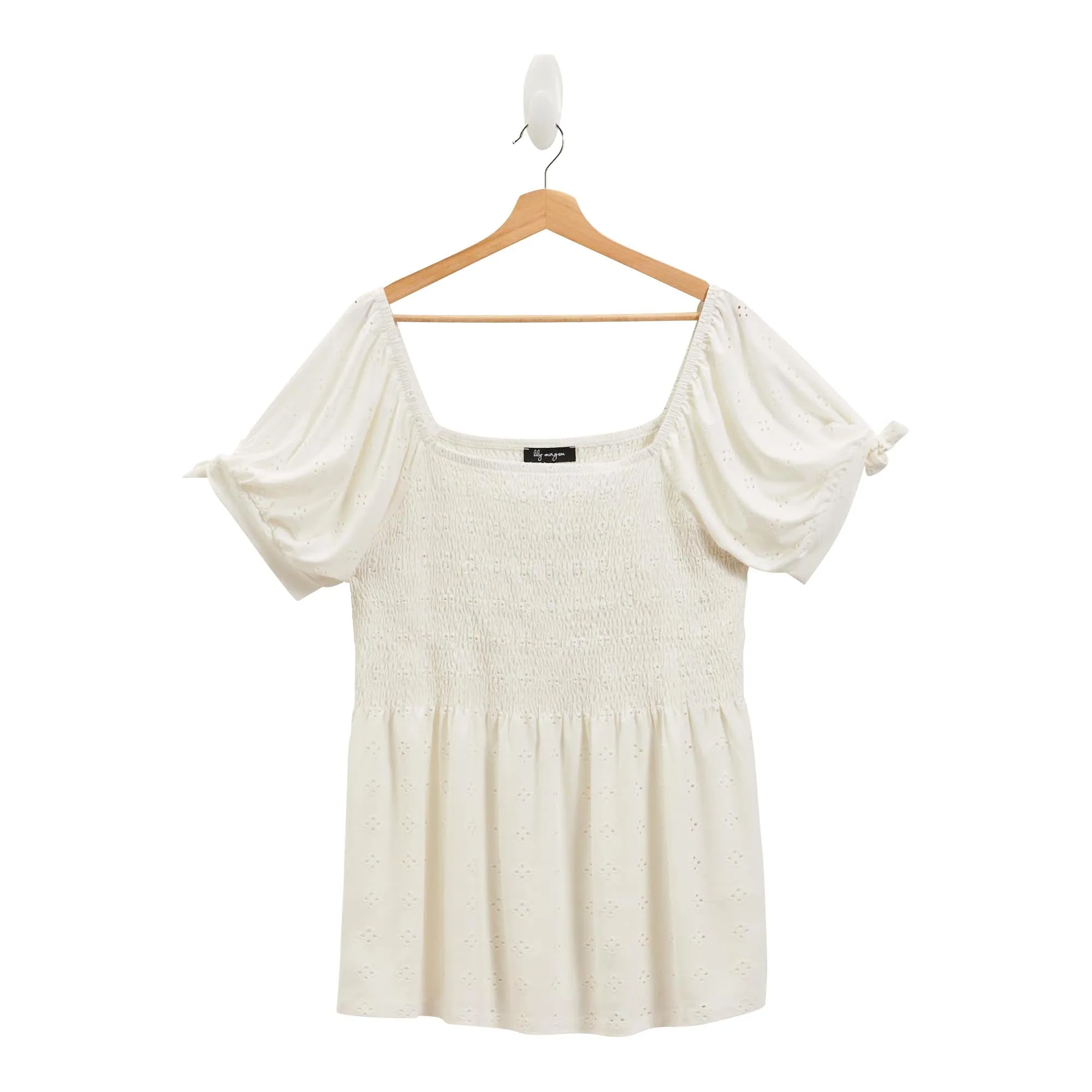 lily morgan Women's Plus Smocked Tie Sleeve Top - 1X-3X sold by Giant Tiger product image thumbnail 4