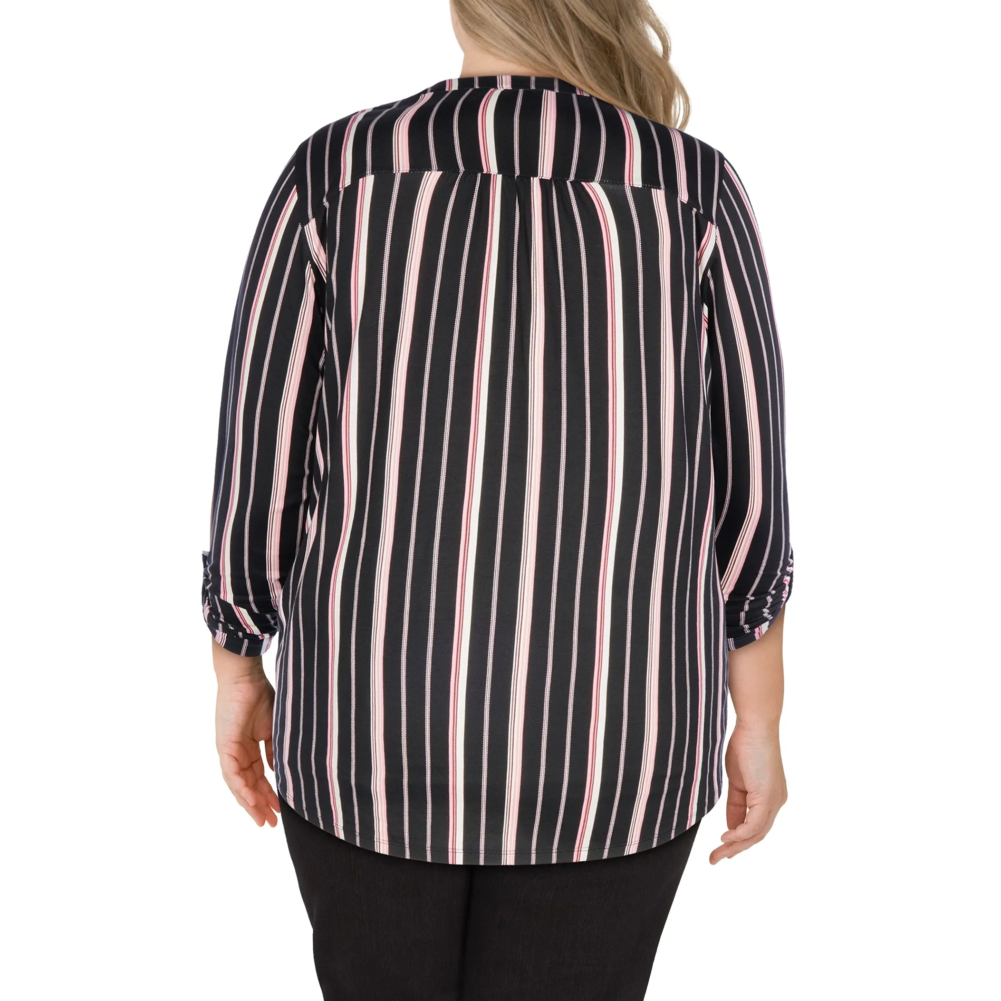 lily morgan Women's Plus V-Neck Roll-Tab Blouse sold by Giant Tiger product image thumbnail 2
