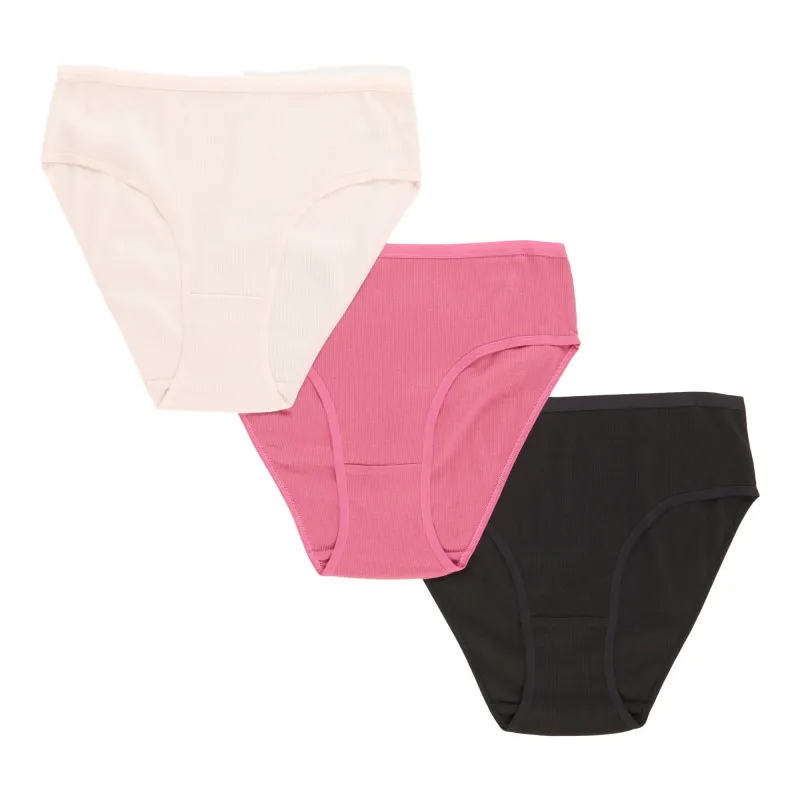 Women's Ribbed Hi-Cut Briefs, 3-Pack sold by Giant Tiger