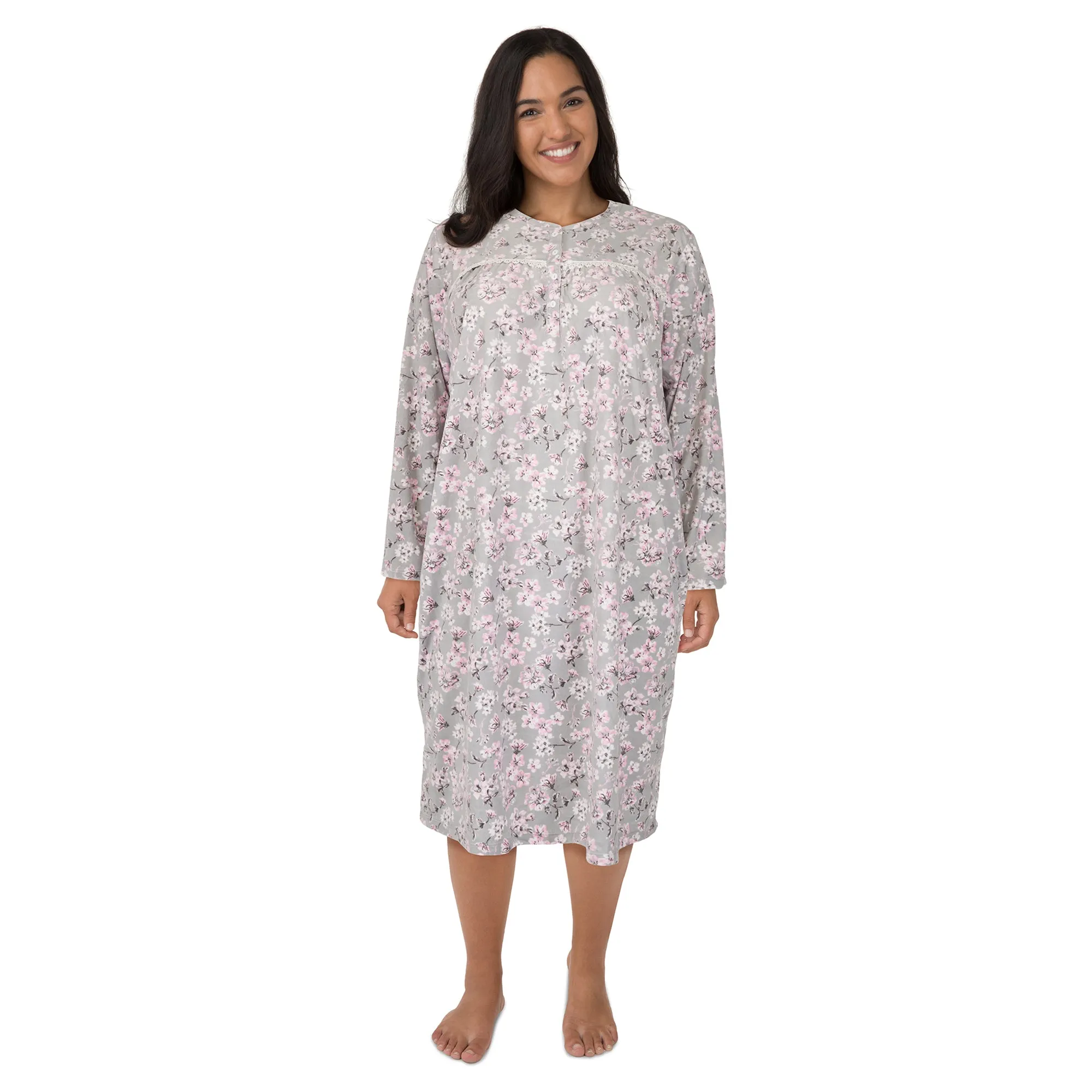 Carisma Women's Plus Velour Henley Nightgown sold by Giant Tiger product image thumbnail 5