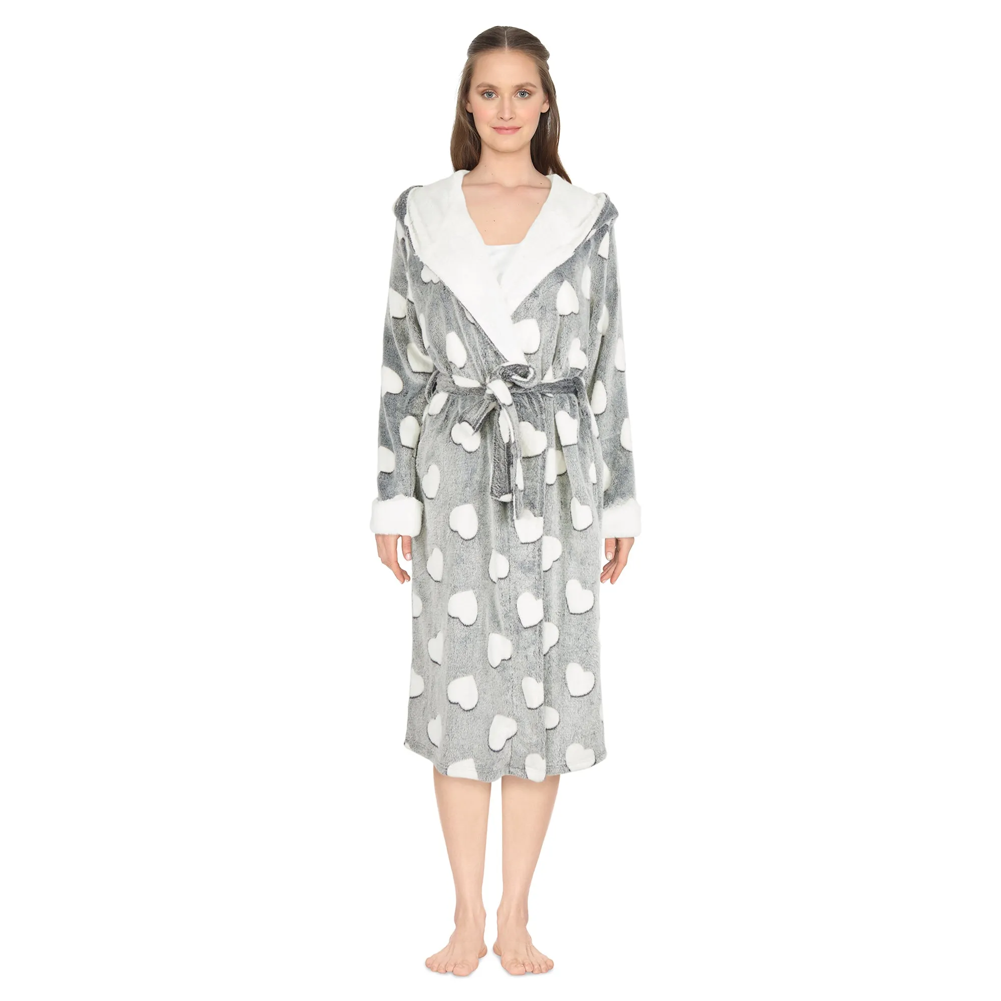 Carisma Women's Hooded Knee-Length Plush Robe sold by Giant Tiger