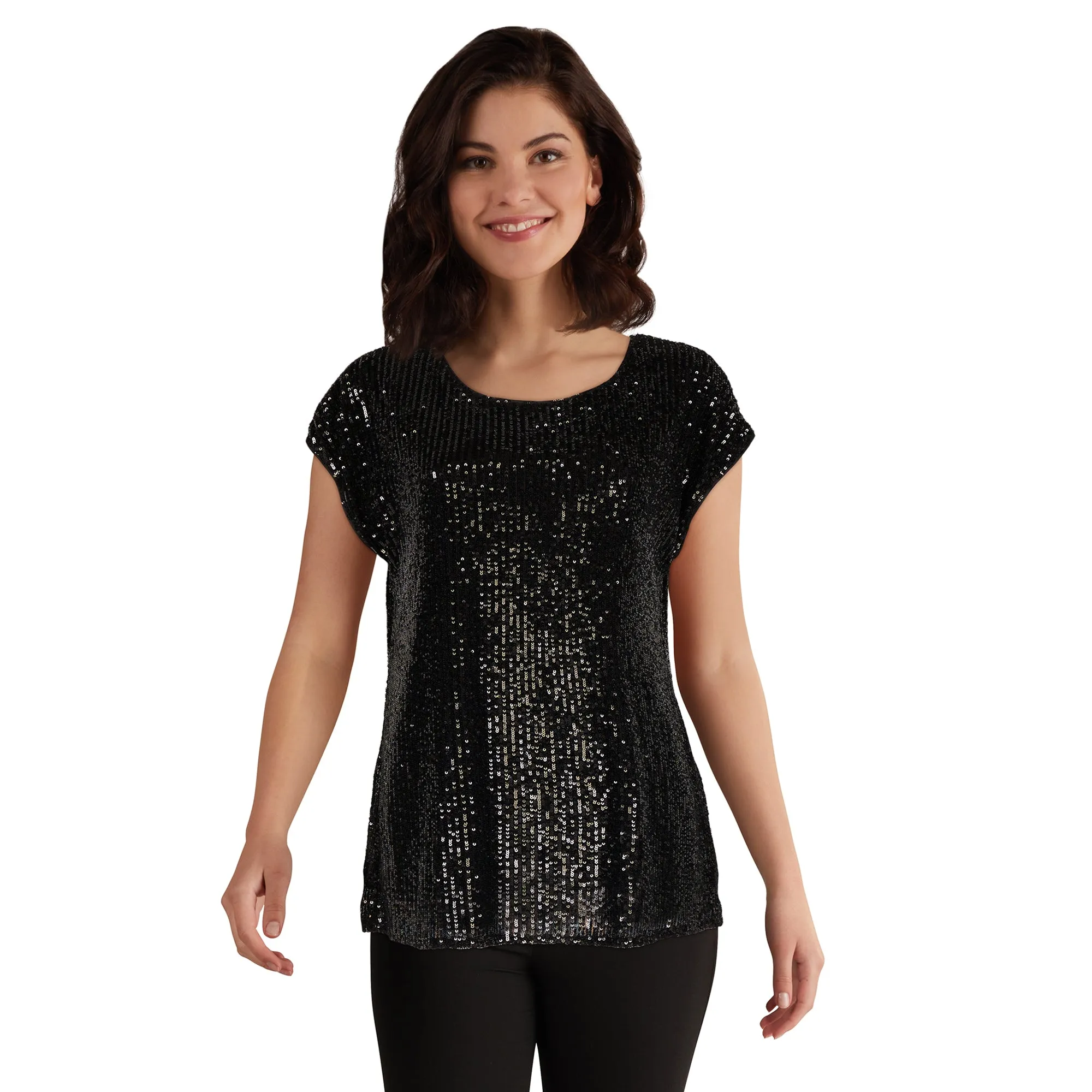 lily morgan Women's Sequin Boxy Top sold by Giant Tiger