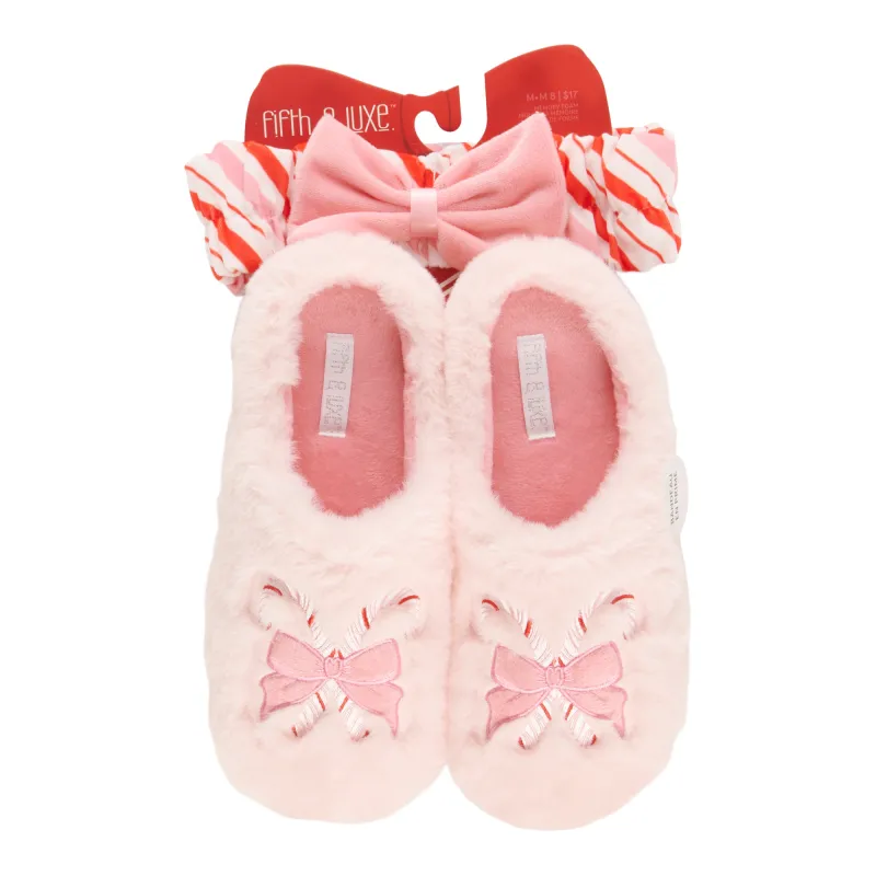 Women's Holiday Slippers and Spa Headband Set, 2-Piece sold by Giant Tiger