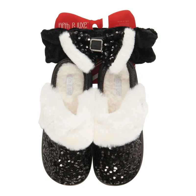 Women's Holiday Sequin Slippers and Spa Headband Set, 2-Piece sold by Giant Tiger