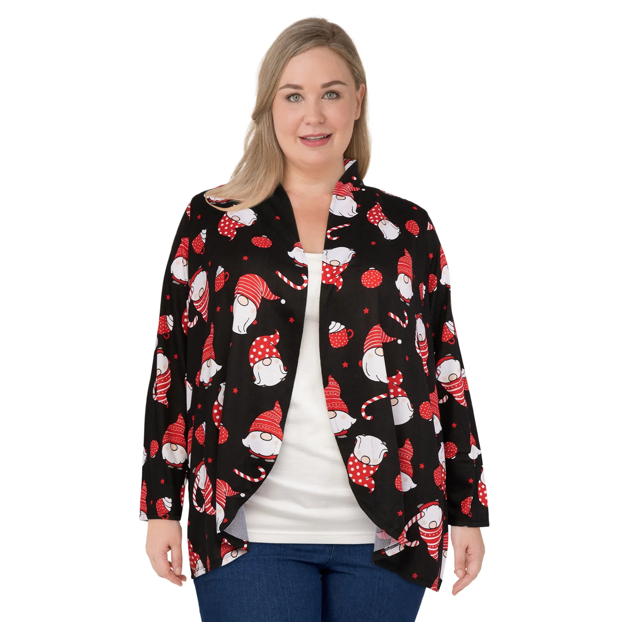 Comfy Cozy Women's Plus Open Front Christmas Cardigan sold by Giant Tiger