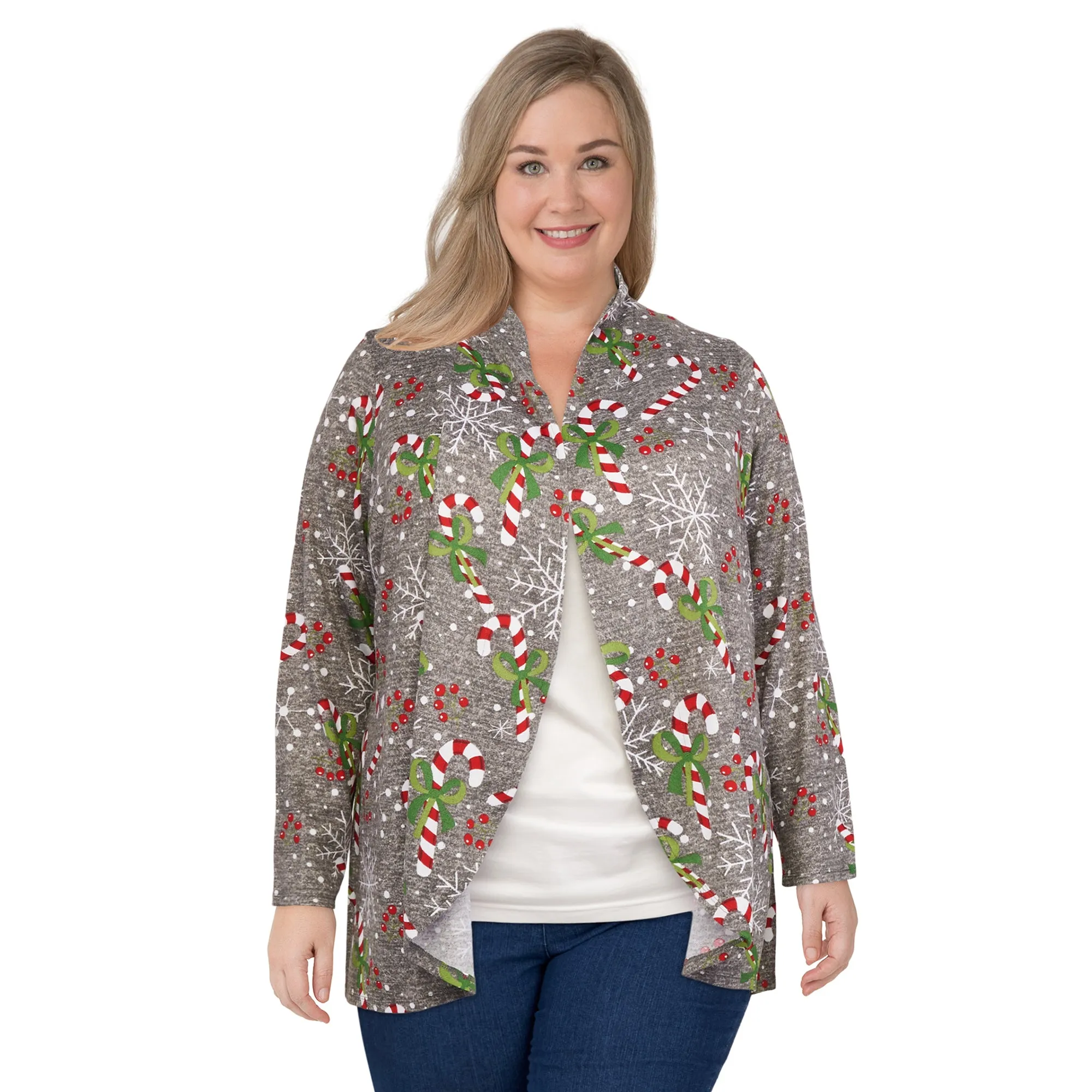 Comfy Cozy Women's Plus Open Front Christmas Cardigan sold by Giant Tiger product image thumbnail 2