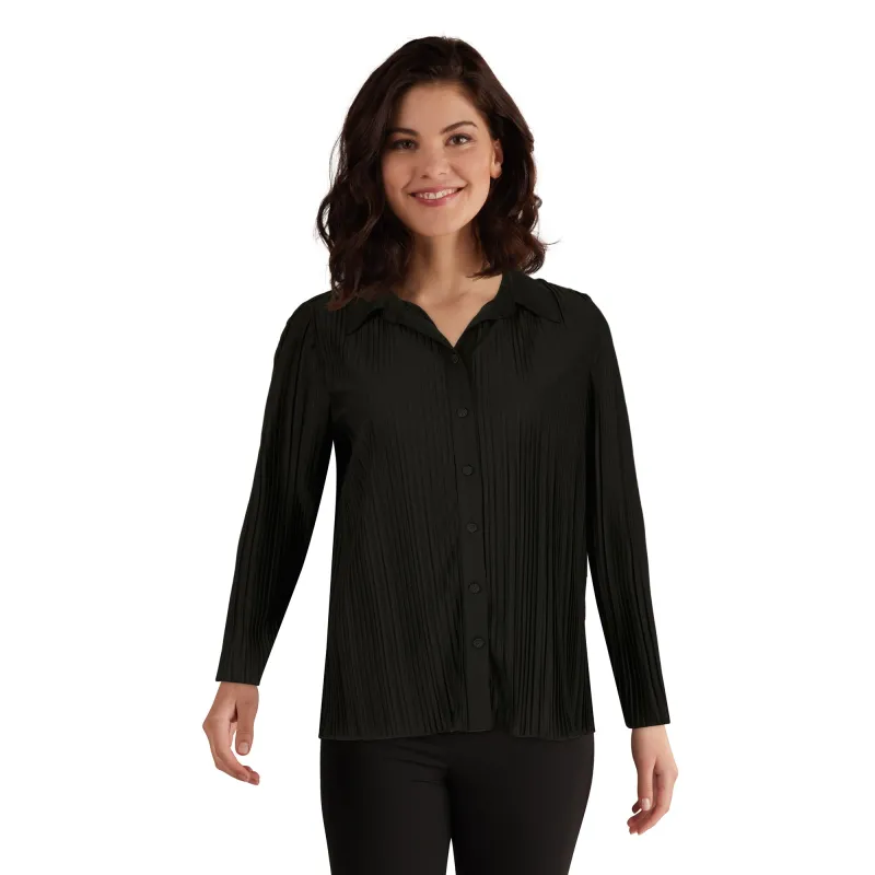 lily morgan Women's Pleated Button-Up Shirt sold by Giant Tiger
