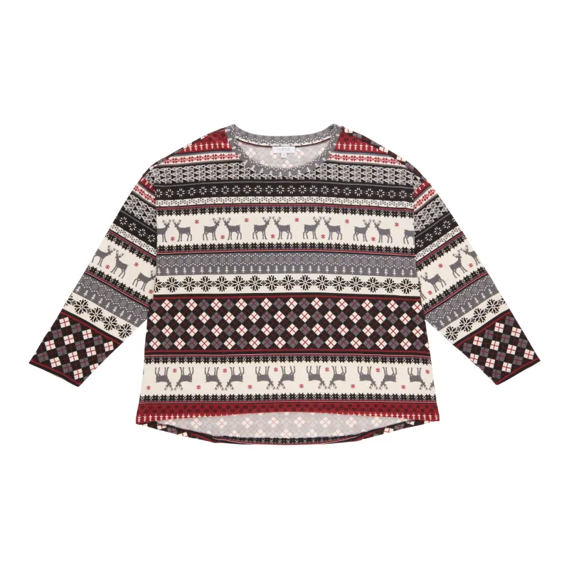mySTYLE Women's Plus Fair Isle Crew Neck Top sold by Giant Tiger