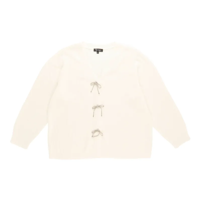 lily morgan Women's Plus Rhinestone Bow Cardigan sold by Giant Tiger