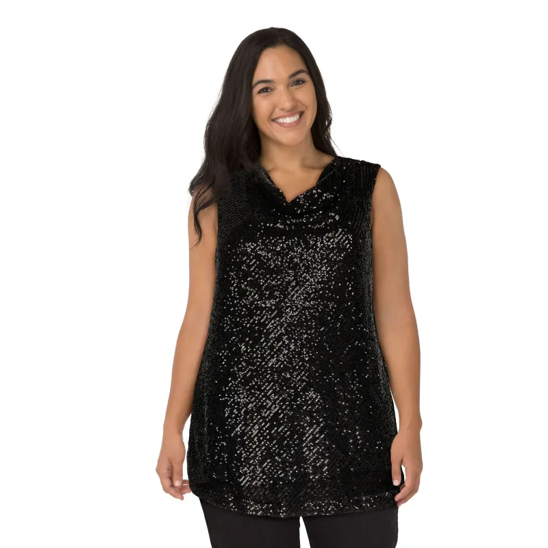 lily morgan Women's Plus Cowl Neck Sequined Camisole sold by Giant Tiger
