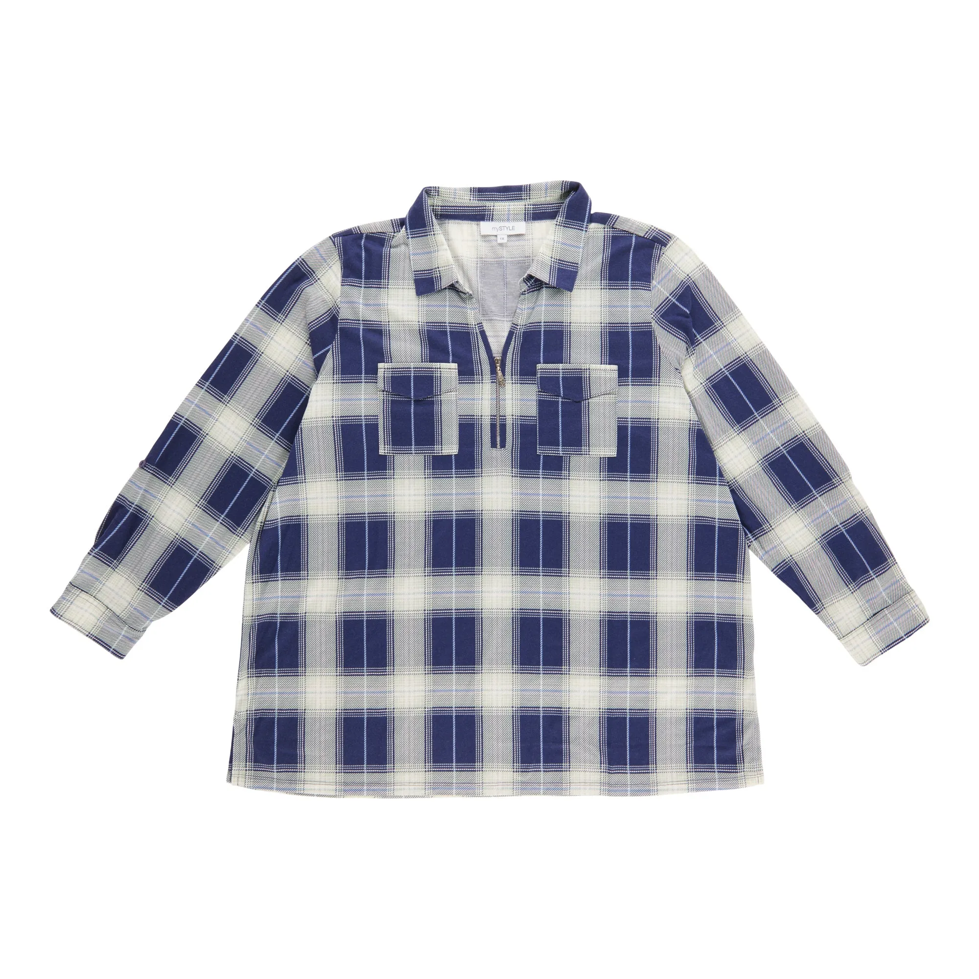 mySTYLE Women's Plus Plaid Zip Up Top sold by Giant Tiger product image thumbnail 2
