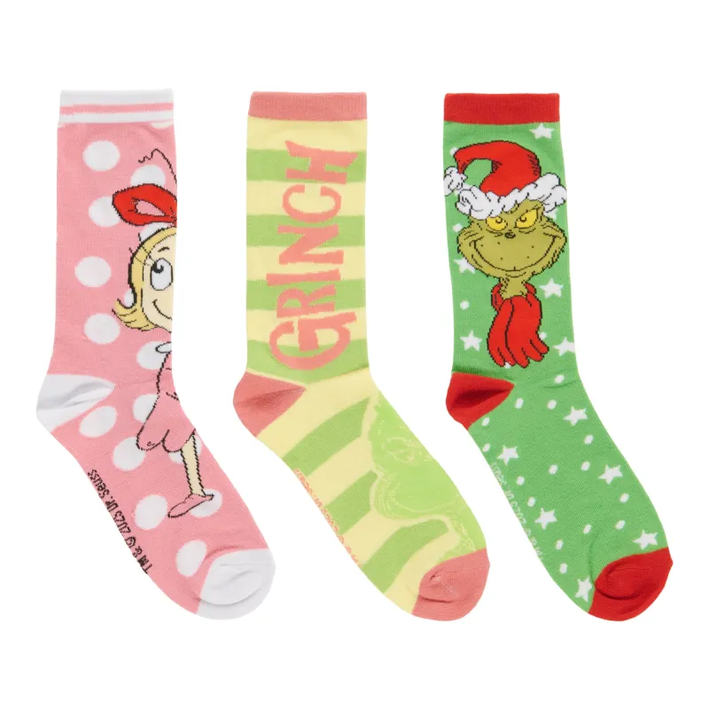 Women's Licensed Grinch Crew Socks, 3-Pack sold by Giant Tiger
