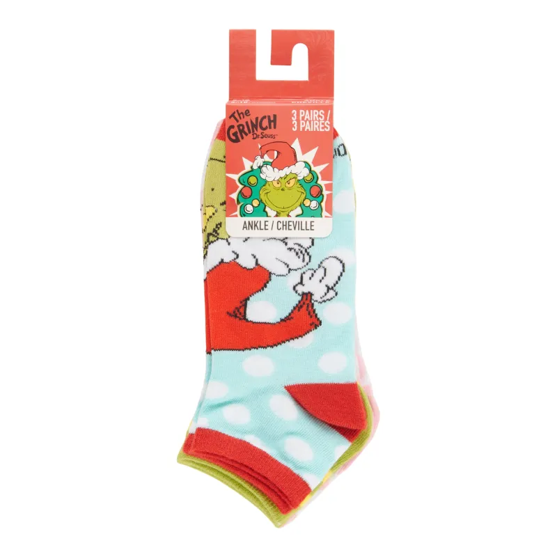 Women's Licensed Grinch Ankle Socks, 3-Pack sold by Giant Tiger