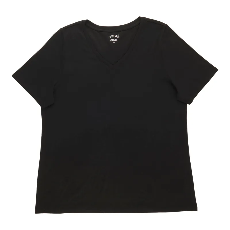 mySTYLE Women's Plus Fitted V-Neck Tee sold by Giant Tiger