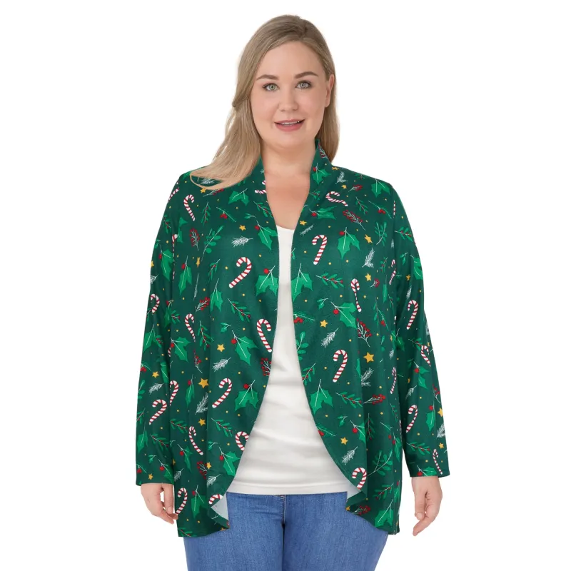 Comfy Cozy Women's Plus Open Front Christmas Cardigan sold by Giant Tiger