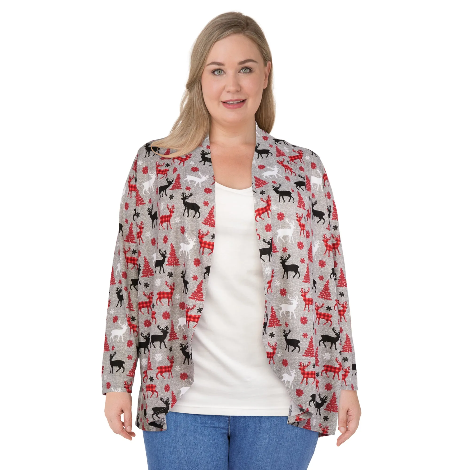 Comfy Cozy Women's Plus Open Front Christmas Cardigan sold by Giant Tiger product image thumbnail 2
