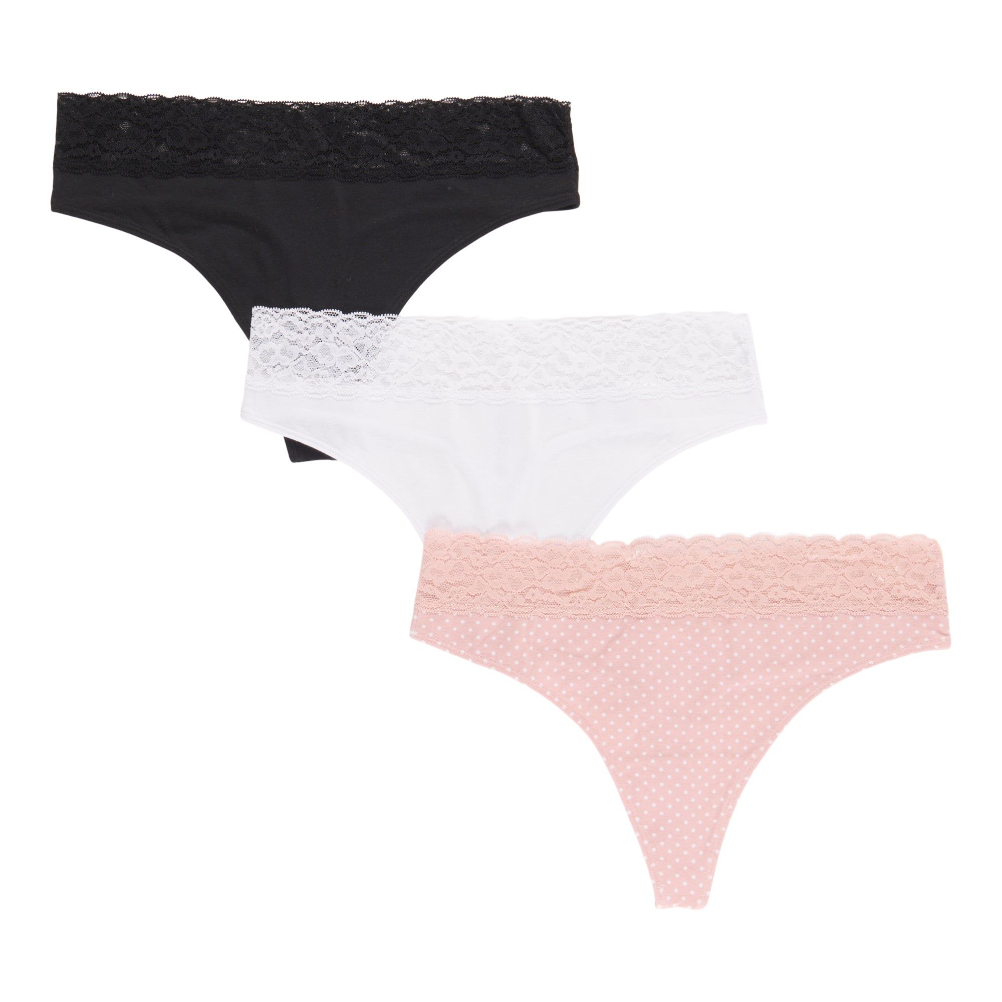 Carisma Women's Cotton Lace Thong, 3-Pack sold by Giant Tiger