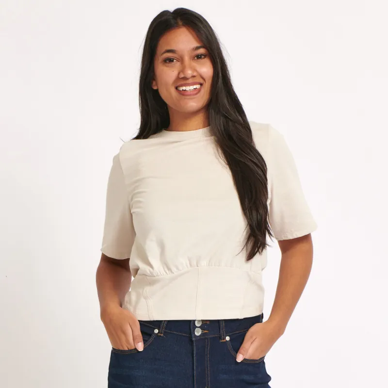 mySTYLE Women's Crew Neck Corset Seam T-Shirt sold by Giant Tiger