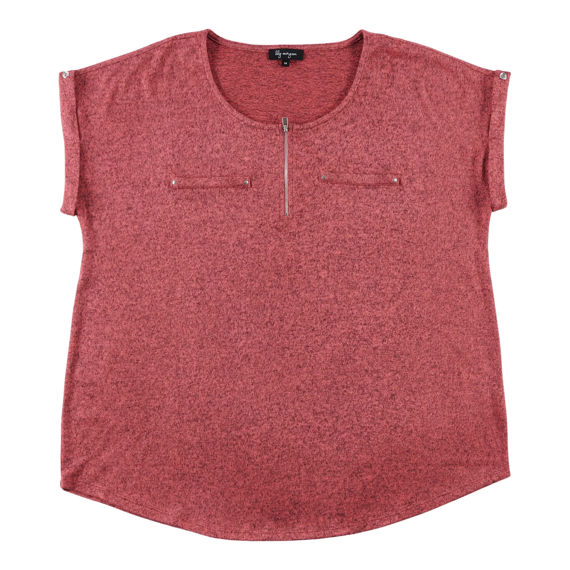 lily morgan Women's Plus Short Sleeve Zip Front Blouse sold by Giant Tiger product image thumbnail 4