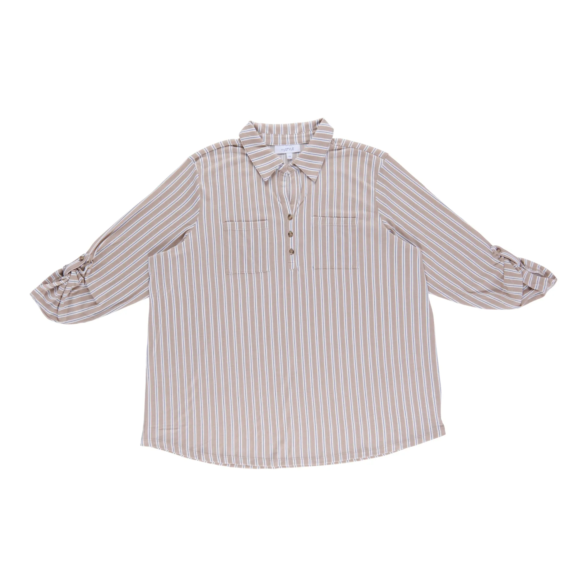 mySTYLE Women's Plus Long Sleeve Collared Button-Up Blouse sold by Giant Tiger