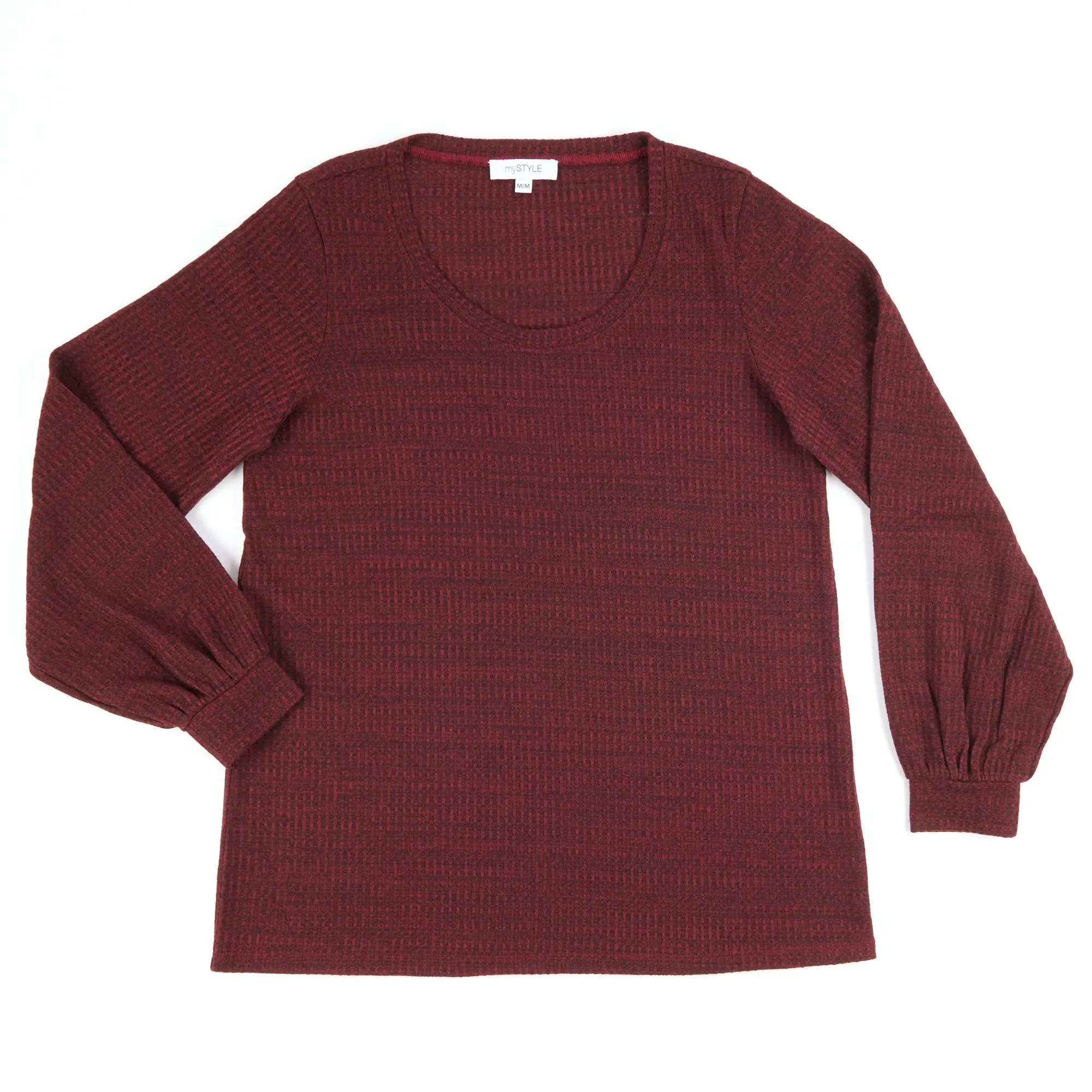 mySTYLE Women's Long Puff Sleeve Waffle Top sold by Giant Tiger product image thumbnail 2