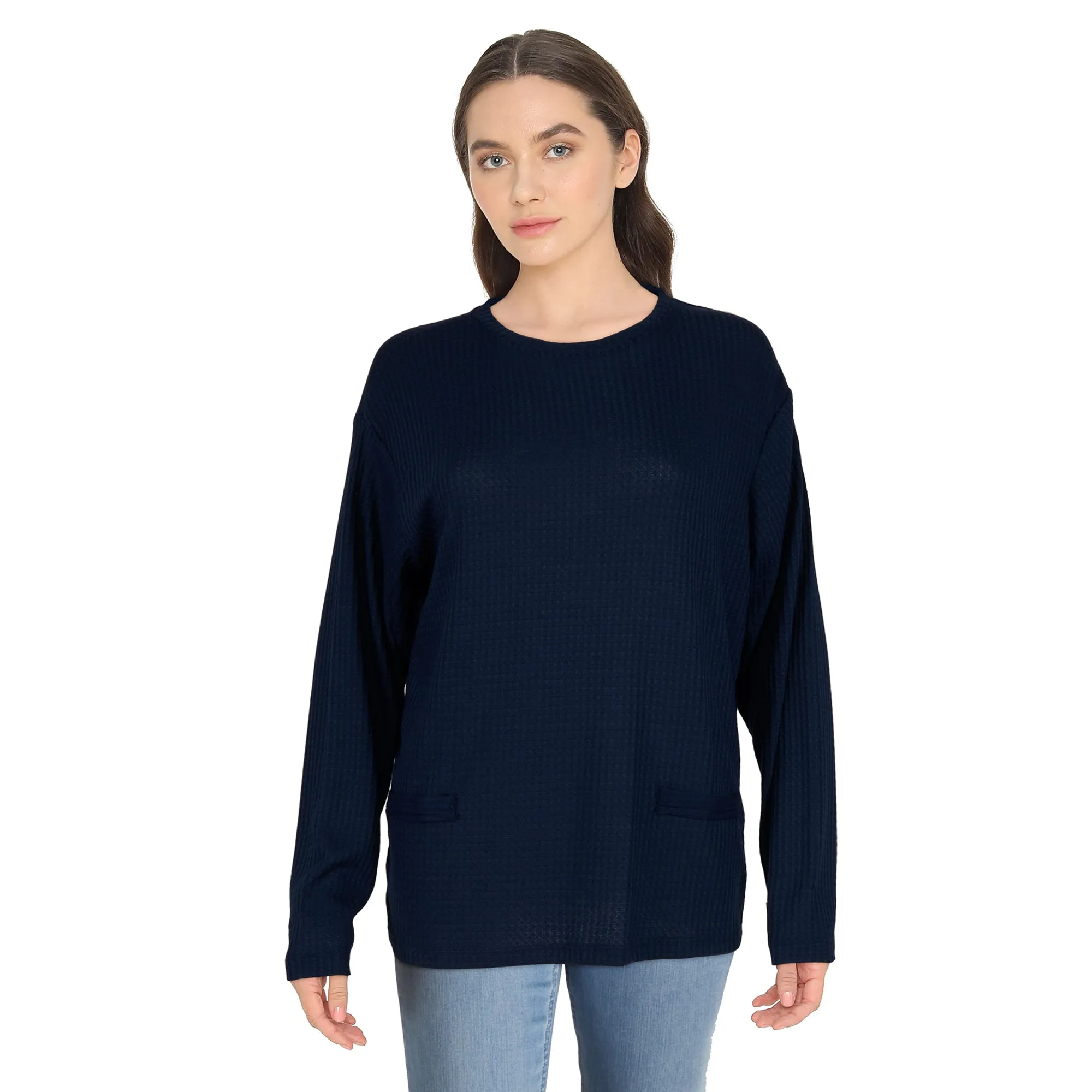Women's Long Sleeve Crew Neck Waffle Top sold by Giant Tiger