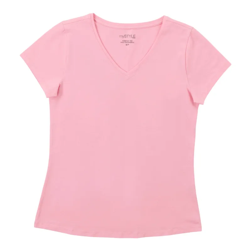 mySTYLE Women's V-Neck Stretchy Tee sold by Giant Tiger
