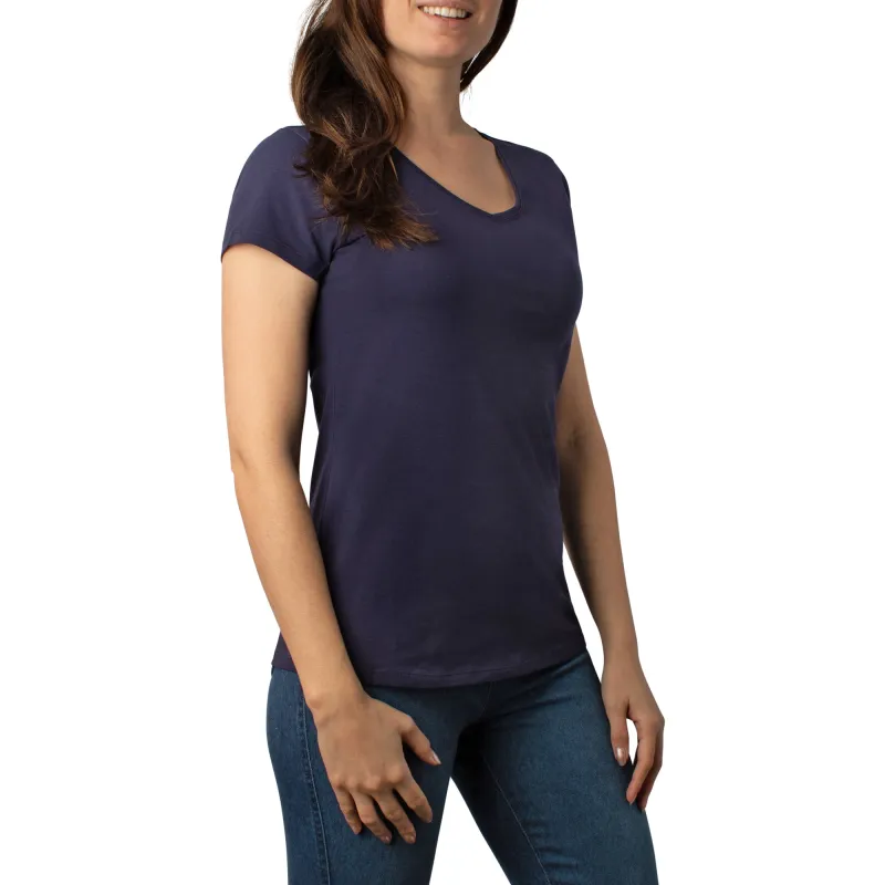 mySTYLE Women's Neutral Short Sleeve V-Neck Stretch T-Shirt sold by Giant Tiger