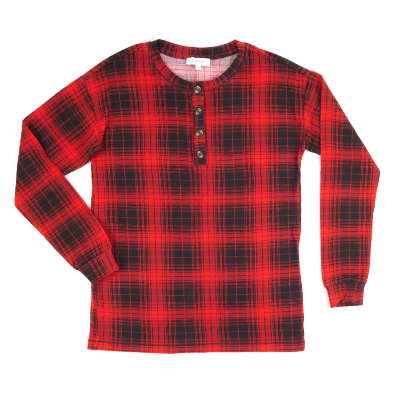 mySTYLE Women's Plus Printed Brushed Knit Henley sold by Giant Tiger